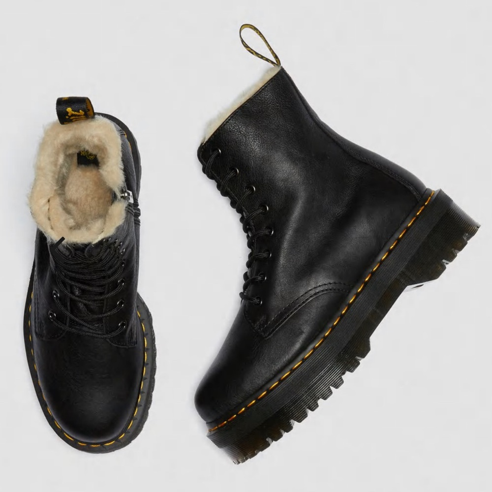 JADON BOOT LEATHER FAUX FUR LINED PLATFORMS